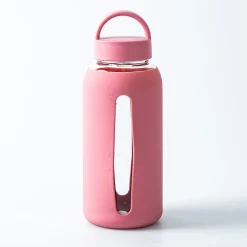 Quench Aura Glass Water Bottle with Silicone 27oz (Light Pink)