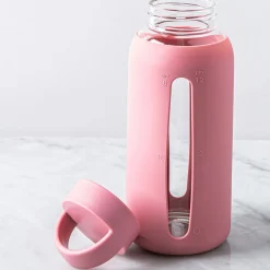 Quench Aura Glass Water Bottle with Silicone 27oz (Light Pink)