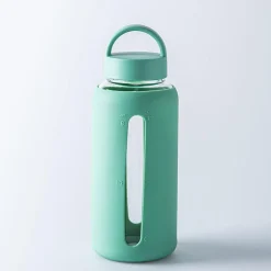 Quench Aura Glass Water Bottle with Silicone (Light Green)
