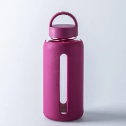 Quench Aura Glass Water Bottle with Silicone (Light Burgundy)
