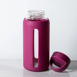 Quench Aura Glass Water Bottle with Silicone (Light Burgundy)