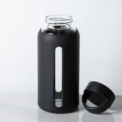 Quench Aura Glass Water Bottle with Silicone (Black)