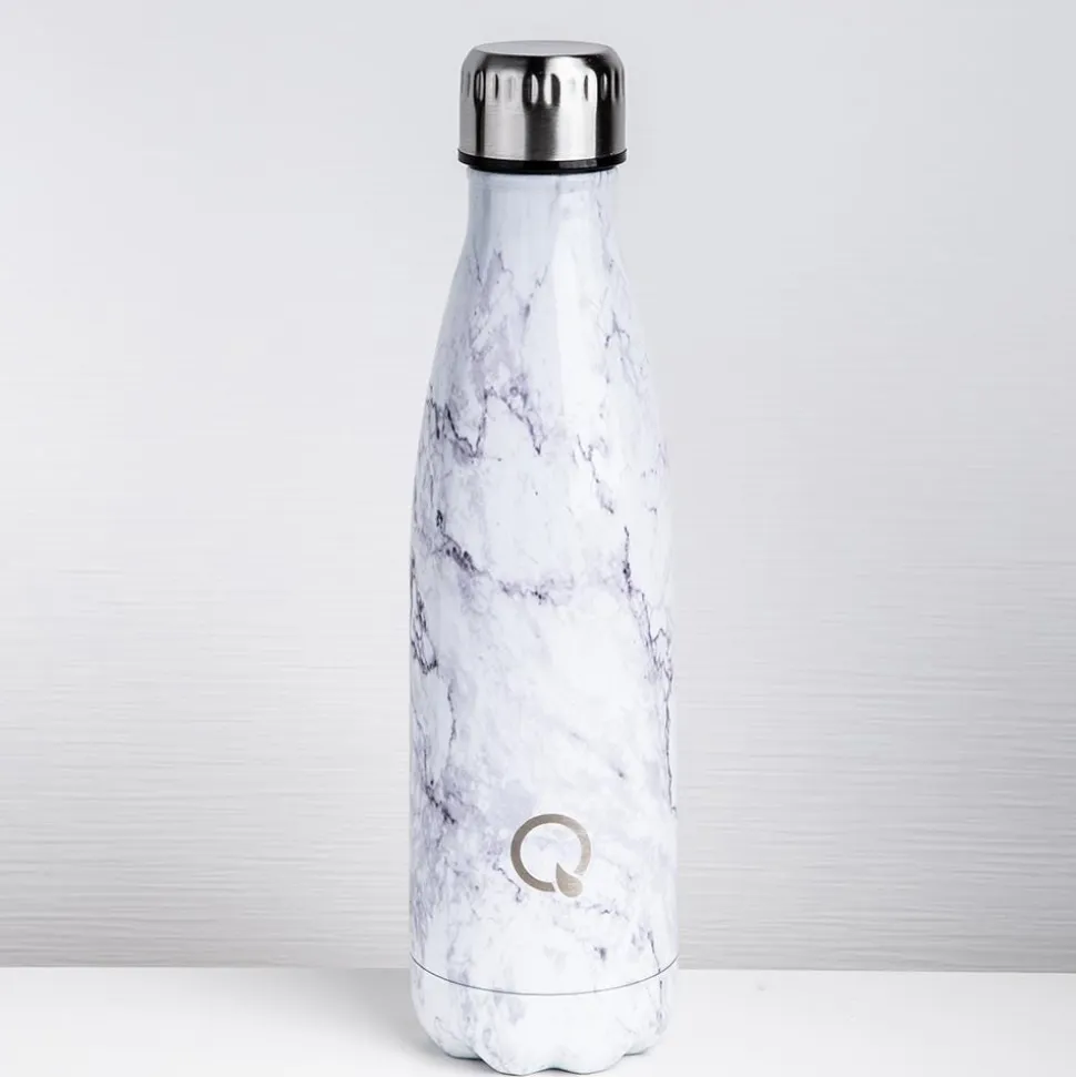 Quench Flow 'Marble' St-St Double-Wall Water Bottle (White 17oz)