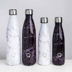 Quench Flow 'Marble' St-St Double-Wall Water Bottle (Black 17oz)