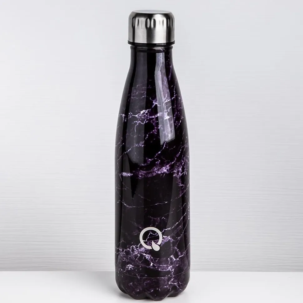 Quench Flow 'Marble' St-St Double-Wall Water Bottle (Black 17oz)