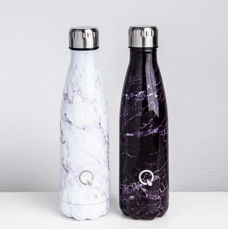 Quench Flow 'Marble' St-St Double-Wall Water Bottle (Black 17oz)
