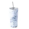 Quench Sippy 'Marble' Double Wall Tumbler with Straw (White 20oz)