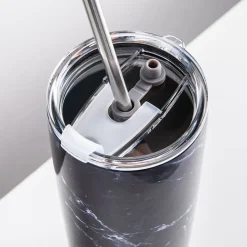 Quench Sippy 'Marble' Double Wall Tumbler with Straw (Black 20oz)