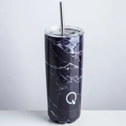 Quench Sippy 'Marble' Double Wall Tumbler with Straw (Black 20oz)