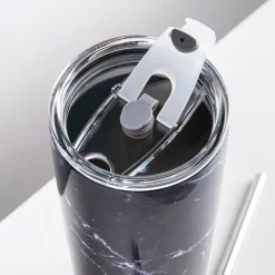 Quench Sippy 'Marble' Double Wall Tumbler with Straw (Black 20oz)