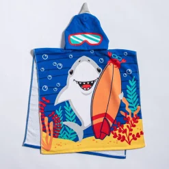 Safdie Summer 'Shark' Knit Kids Hooded Towel