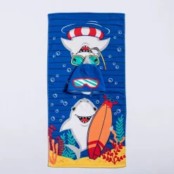 Safdie Summer 'Shark' Knit Kids Hooded Towel