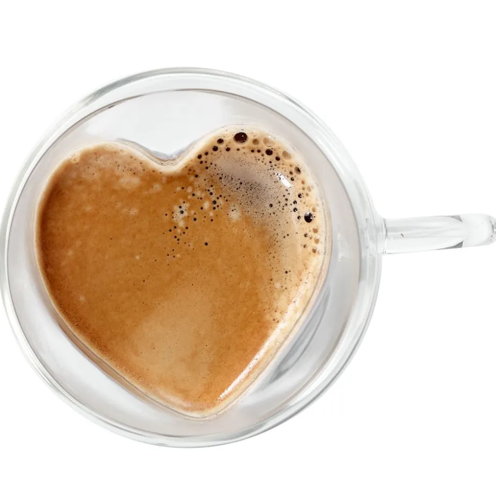 S&Co Barista Amore Double Wall Glass Coffee Mug - Set of 2