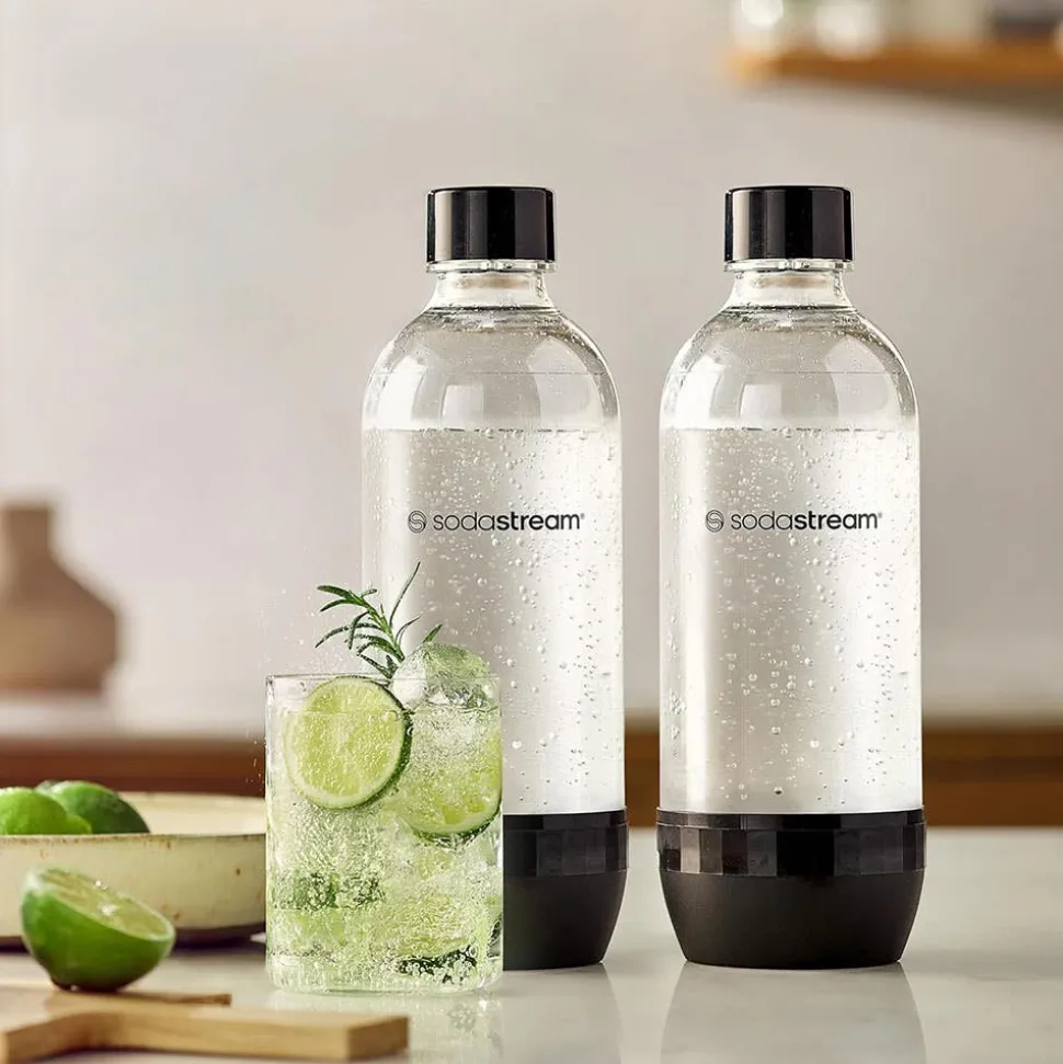 Sodastream Classic Plastic Soda Bottle - Set of 2 (Clear/Black)