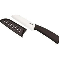 Starfrit Ceramic 5" Santoku Knife with Sheath (Black/White)