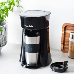 Starfrit Single Serve Coffee Maker with Travel Mug (Black)