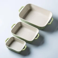 Staub En France 'MacAron' Rectangular Bake Dish - Set of 3 Light Green