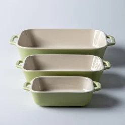 Staub En France 'MacAron' Rectangular Bake Dish - Set of 3 Light Green