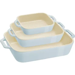 Staub En France 'MacAron' Rectangular Bake Dish -Set of 3 (Light Blue)