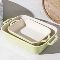 Staub En France 'Macaron' Rectangular Bake Dish - Set of 2 Light Green