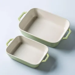 Staub En France 'Macaron' Rectangular Bake Dish - Set of 2 Light Green