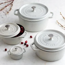 Staub France Cast Iron Round Cocotte 5L (Truf Light Grey)