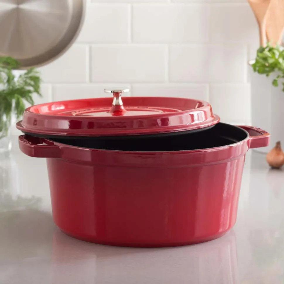 Staub French 5.2L Cast Iron Round Cocotte (Cherry)