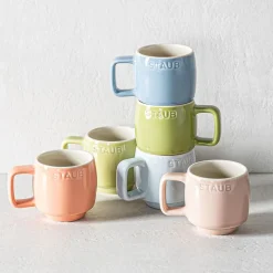 Staub MacAron Ceramic Espresso Mugs - Set of 6 (Multi Colour)
