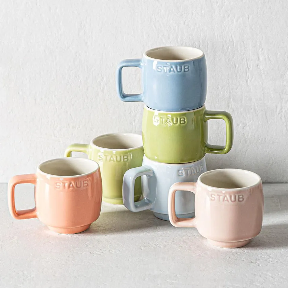 Staub MacAron Ceramic Espresso Mugs - Set of 6 (Multi Colour)