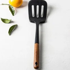 Staub Prep Simple Silicone Slotted Turner (Black)