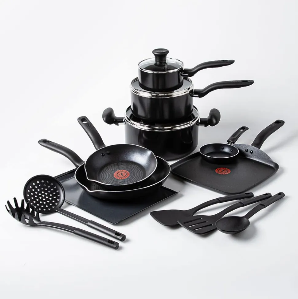 T-Fal Culinaire Non-Stick Cookware - Set of 16 (Black)