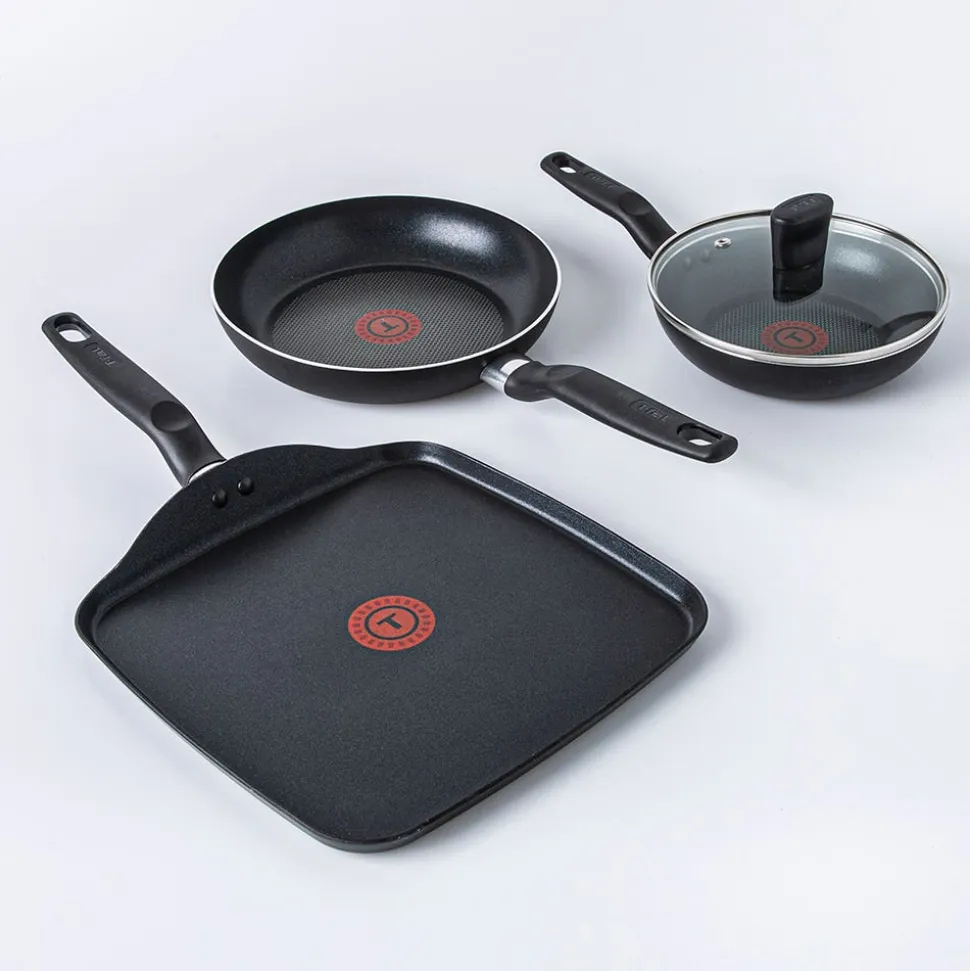 T-Fal Essential Grill/Frypan Combo - Set of 4 (Black)