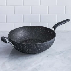 The Rock Gourmet Non-Stick Wok-Stir Fry Pan (Grey)