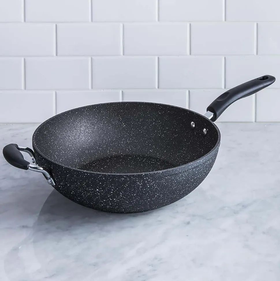The Rock Gourmet Non-Stick Wok-Stir Fry Pan (Grey)