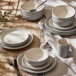 Thomson Pottery Loft Stoneware Dinnerware - Set of 16 (Linen)