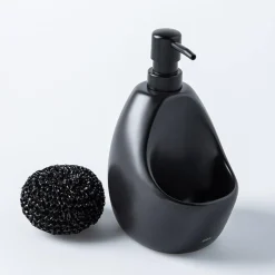 Umbra Joey Ceramic Soap Pump with Scrubber (Black)