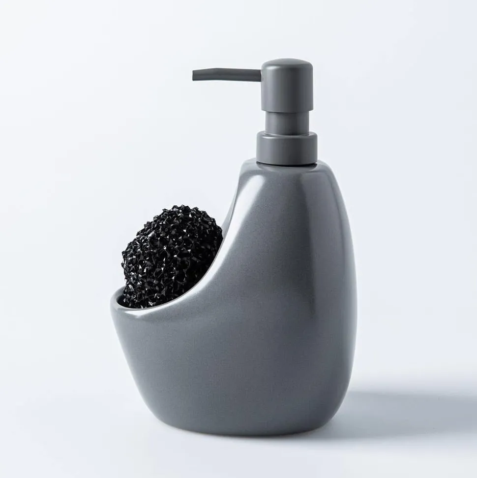 Umbra Joey Ceramic Soap Pump with Scrubber (Charcoal)
