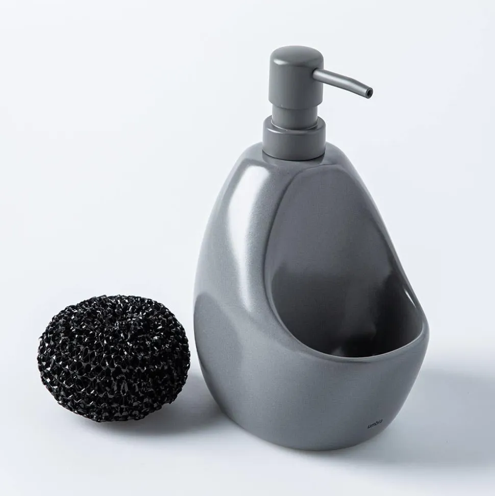 Umbra Joey Ceramic Soap Pump with Scrubber (Charcoal)
