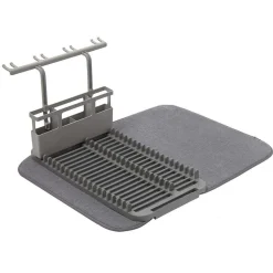 Umbra Udry Dish Rack with Microfibre Dry Mat (Charcoal)