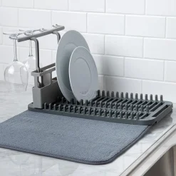 Umbra Udry Dish Rack with Microfibre Dry Mat (Charcoal)