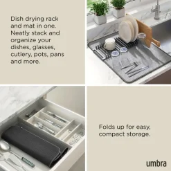 Umbra Udry Microfibre Drying Mat with Rack - Charcoal (24x18")