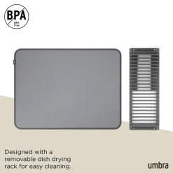 Umbra Udry Microfibre Drying Mat with Rack - Charcoal (24x18