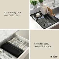 Umbra Udry Microfibre Drying Mat with Rack - Black (24x18")