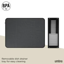 Umbra Udry Microfibre Drying Mat with Rack - Black (24x18