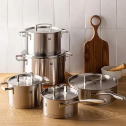 Zwilling Passion Cookware Set of 10 with Bonus Cutlery (Brushed St/St)